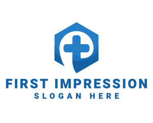 Medical Cross Hexagon logo design