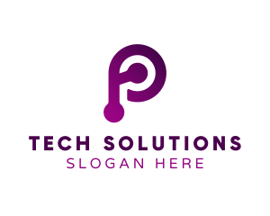 Purple Technology Letter P Logo