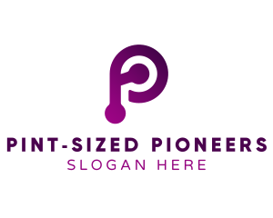 Purple Technology Letter P logo design