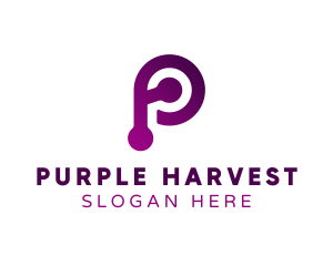 Purple Technology Letter P logo design