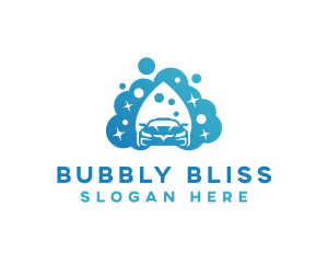 Car Wash Droplet Bubbles logo design