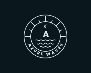 Nautical Wave Moon logo design