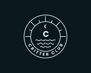 Nautical Wave Moon logo design