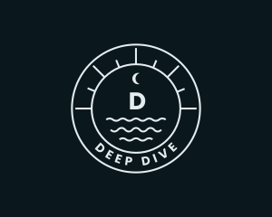 Nautical Wave Moon logo design