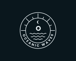 Nautical Wave Moon logo design