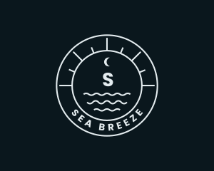 Nautical Wave Moon logo design