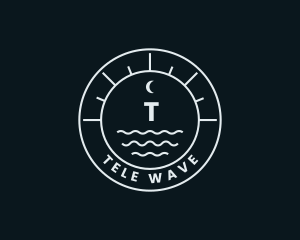 Nautical Wave Moon logo design