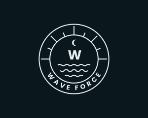 Nautical Wave Moon logo design