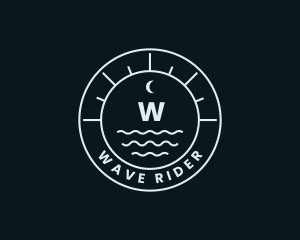 Nautical Wave Moon logo design