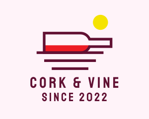 Wine Bottle Sunset logo design