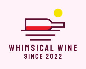 Wine Bottle Sunset logo design