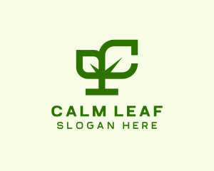 Leaf Plant Letter C logo design