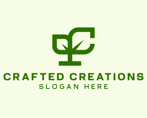 Leaf Plant Letter C logo design