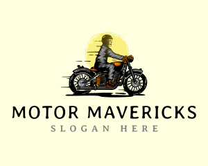 Motorcycle Biker Skeleton logo design