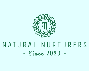 Nature Leaf Floral Wreath logo design