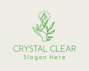 Green Leaves Crystal Hands logo design