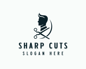 Man Haircut Barbering logo design