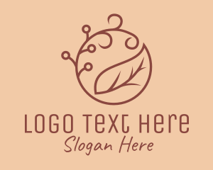 Brown Organic Leaf  Logo