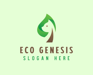 Cat Eco Leaf logo design