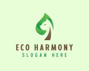 Cat Eco Leaf logo design