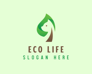 Cat Eco Leaf logo design