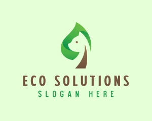 Cat Eco Leaf logo design