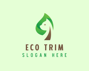 Cat Eco Leaf logo design