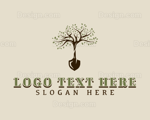 Shovel Landscaping Tree Logo