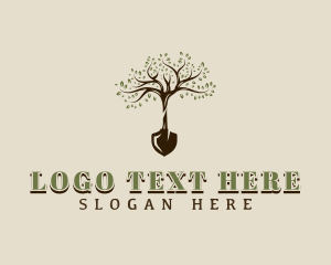 Shovel Landscaping Tree logo