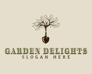 Shovel Landscaping Tree logo design