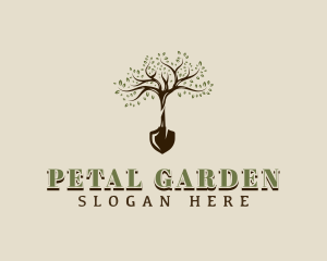 Shovel Landscaping Tree logo design