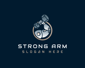 Strong Robot Muscle Arm logo design