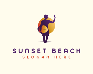 Man Sunset Surfing logo design