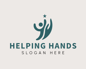 Human Hand Reaching Star logo design