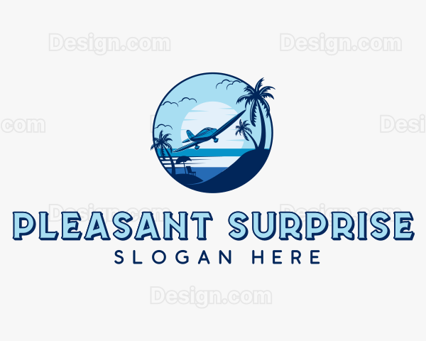 Beach Airplane Tourism Logo