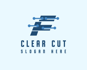 Cyber Circuit Letter F logo design