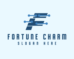 Cyber Circuit Letter F logo design