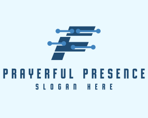 Cyber Circuit Letter F logo design