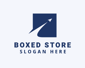 Blue Arrow Box Express logo design