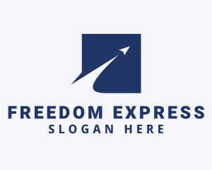 Blue Arrow Box Express logo design