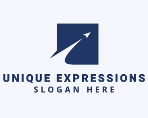 Blue Arrow Box Express logo design