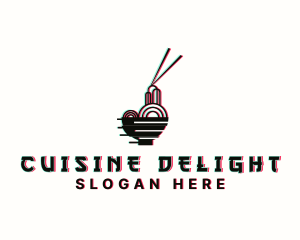 Glitch Asian Noodle logo design