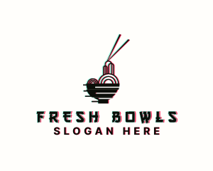 Glitch Asian Noodle logo design