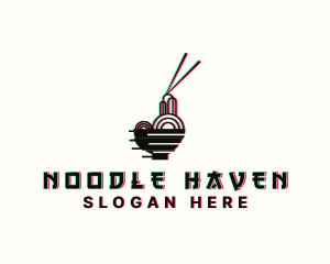 Glitch Asian Noodle logo design