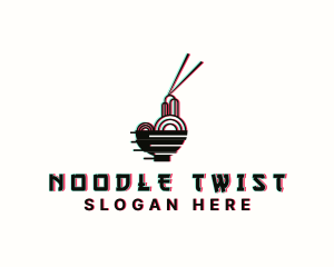 Glitch Asian Noodle logo design