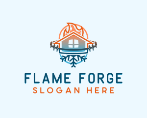 HVAC Flame Snowflake logo design