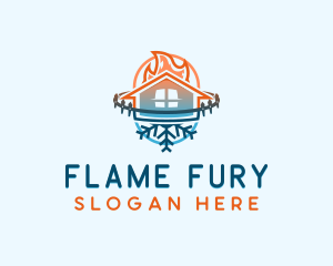 HVAC Flame Snowflake logo design