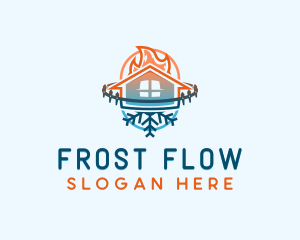 HVAC Flame Snowflake logo design