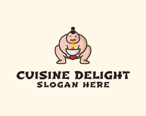 Sumo Wrestler Noodle logo design