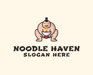 Sumo Wrestler Noodle logo design